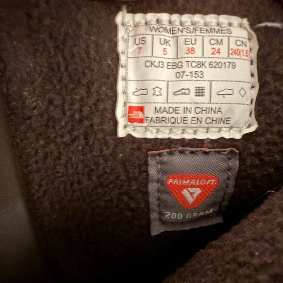 The North Face Brown Leather Tall Riding Hiking Winter Boots Size 7 - Picture 9 of 9